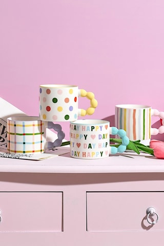 Tazza in porcellana New Bone China Happy Day - 30 cl - Modello casuale