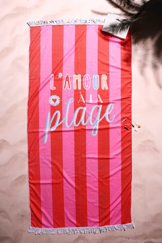 Telo mare L'amour à la plage - 90 x 190 cm - Multicolore