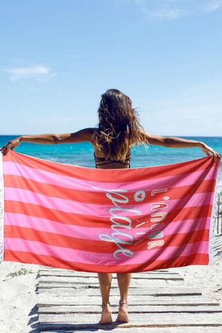 Telo mare L'amour à la plage - 90 x 190 cm - Multicolore
