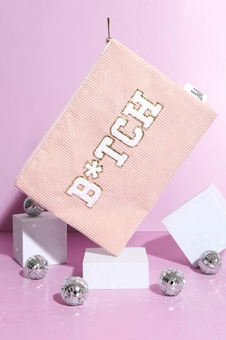 Trousse in velluto B*tch - Beige