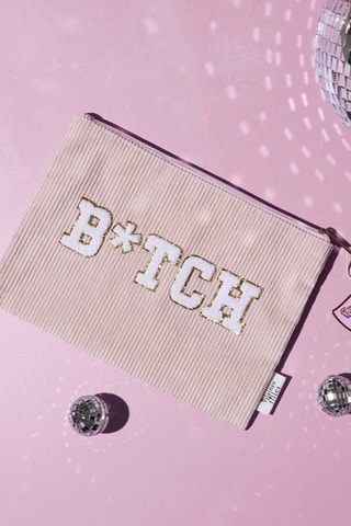 Trousse in velluto B*tch - Beige