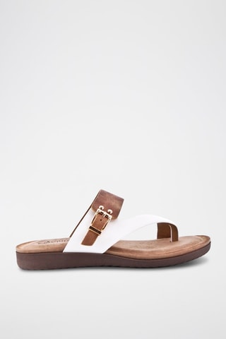 Slippers met Sleehak - Bruin en Wit