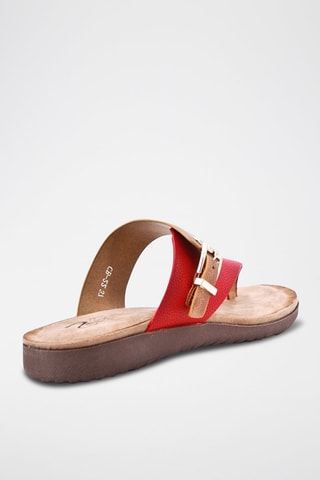 Slippers met Sleehak - Bruin en Rood 