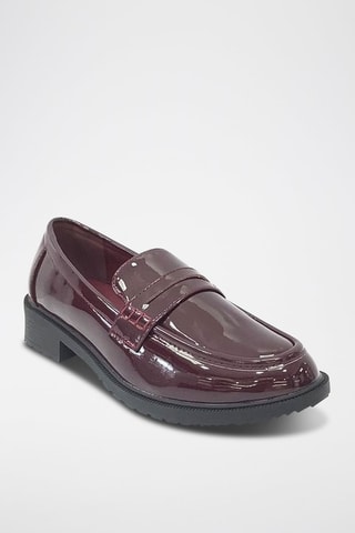 Gelakte mocassins met hak - Bordeauxrood