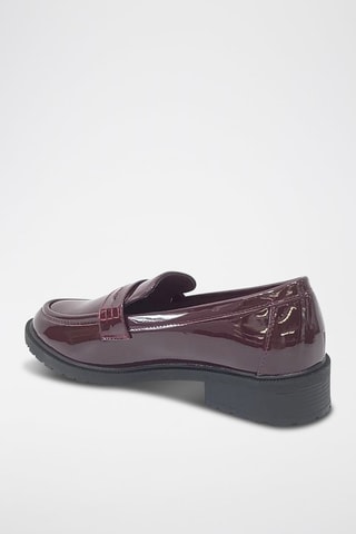Gelakte mocassins met hak - Bordeauxrood