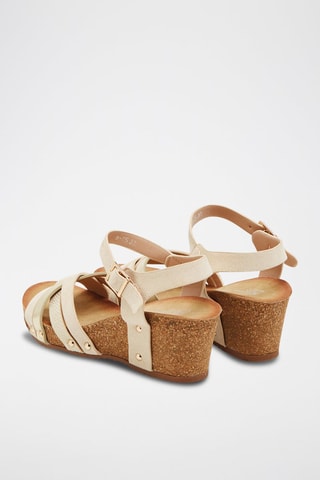 Sandalen met Sleehak - Beige