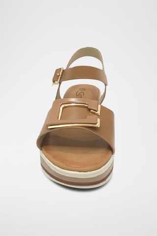 Sandalen met Sleehak - Camel