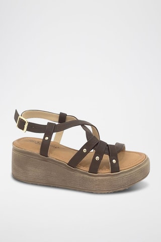 Sandalen met Sleehak - Bruin