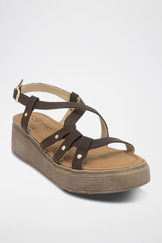 Sandalen met Sleehak - Bruin