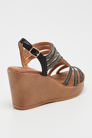 Sandalen met Sleehak - Zwart