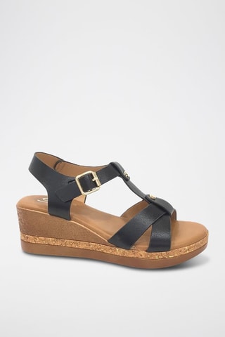 Sandalen met Sleehak - Zwart