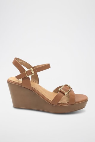 Sandalen met Sleehak - Bruin