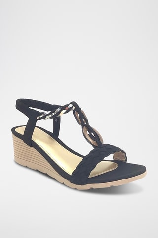 Sandalen met Sleehak - Zwart