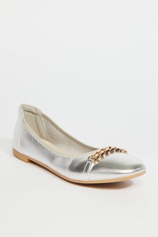 Leren Ballerina's - Zilverkleurig