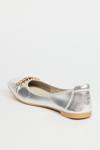 Leren Ballerina's - Zilverkleurig