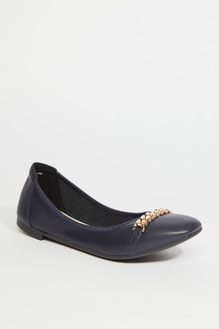 Leren Ballerina's - Marineblauw