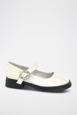 Gelakte Mary Janes met Hak - Beige