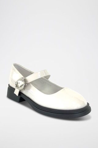 Gelakte Mary Janes met Hak - Beige