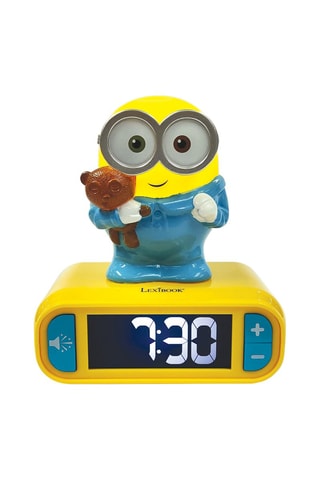 Despertador con lámpara de noche 3D Los Minions - Amarillo