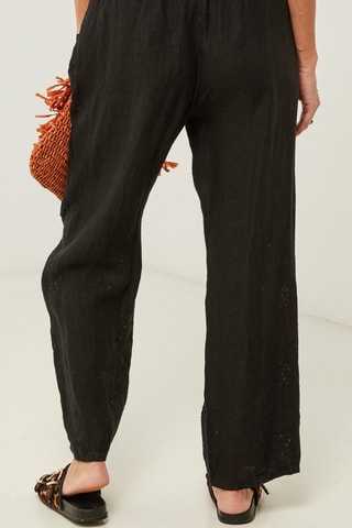 Pantaloni straight  - 100% lino - Nero