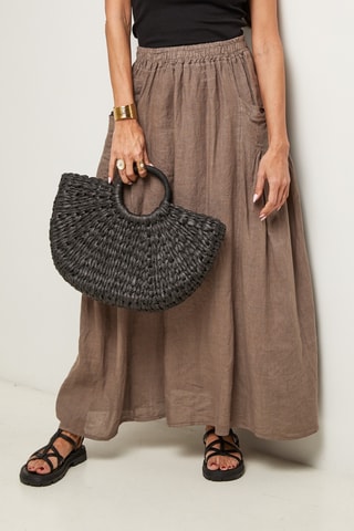 Gonna lunga  - 100% lino - Taupe