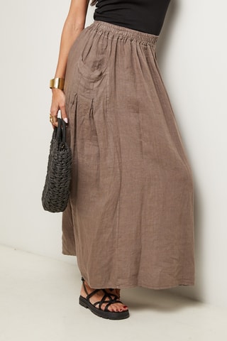 Gonna lunga  - 100% lino - Taupe