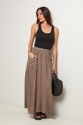 Gonna lunga  - 100% lino - Taupe
