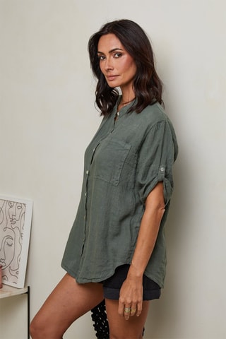 Camicia - 100% lino - Kaki
