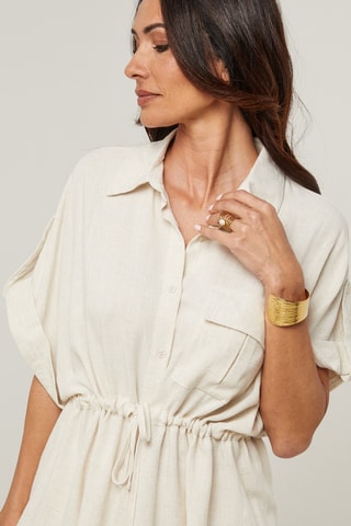 Camicia e pantaloni palazzo in lino - Beige