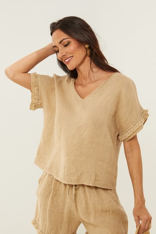 Linnen Top - Camel