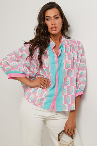 Blusa  - Blu e rosa