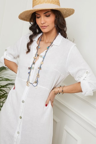 Abito a camicia  - 100% lino - Bianco