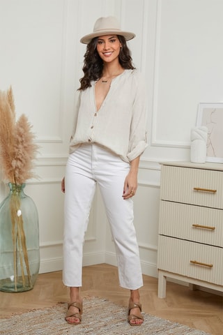 Camicia - 100% lino - Beige