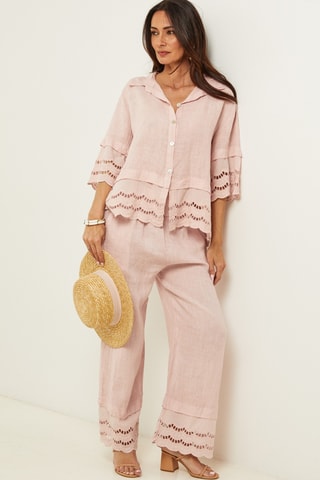 Pantaloni  - 100% lino - Rosa