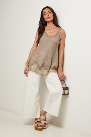 Top  - 100% lino - Taupe