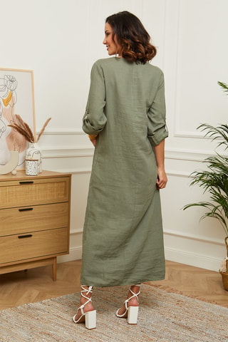 Abito lungo - 100% lino - Kaki