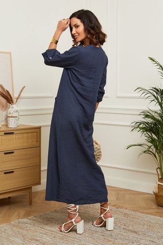 Abito lungo - 100% lino - Navy