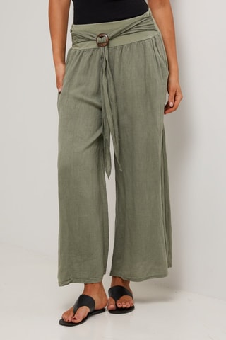 Pantaloni  - 100% lino - Kaki