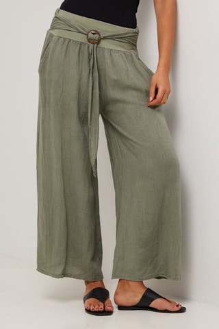 Pantaloni  - 100% lino - Kaki
