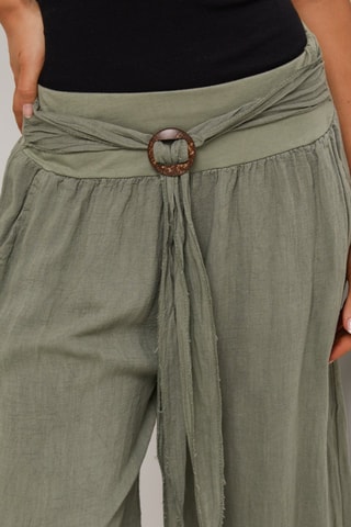 Pantaloni  - 100% lino - Kaki