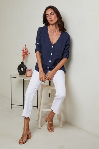 Camicia - 100% lino - Navy