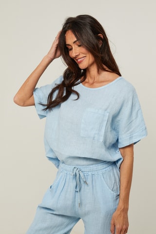 Blusa  - 100% lino - Blu