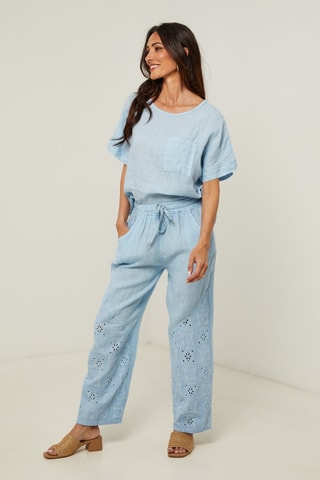 Blusa  - 100% lino - Blu