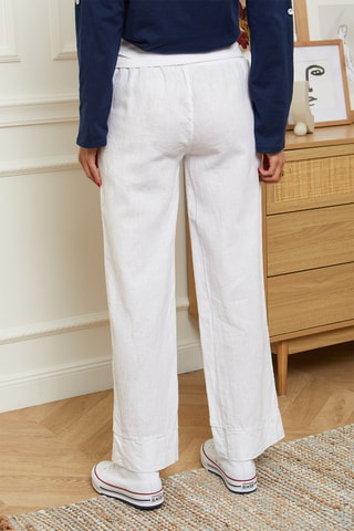 Pantaloni wide legs - 100% lino - Bianco