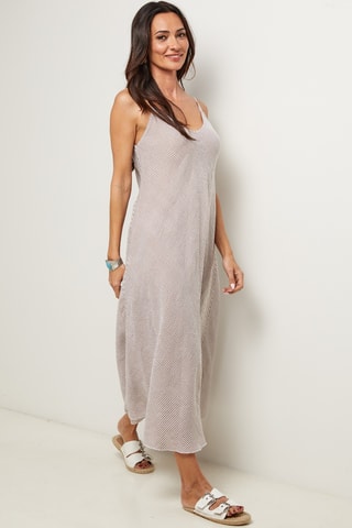 Abito a trapezio  - 100% lino - Cammello