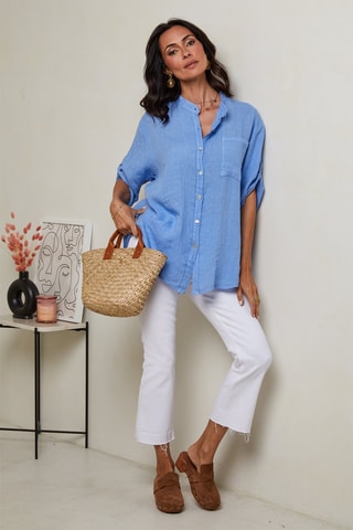 Camicia - 100% lino - Indaco