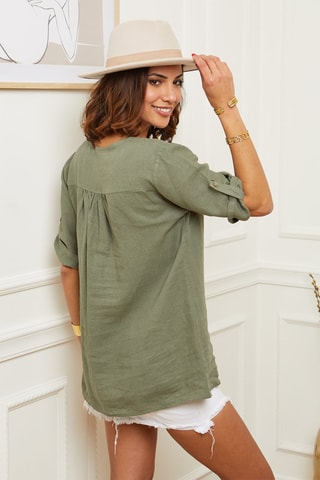 Blusa - 100% lino - Kaki