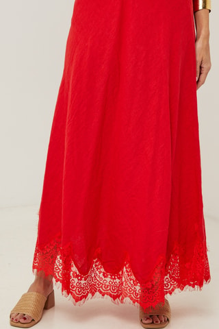 Gonna lunga  - 100% lino - Rosso