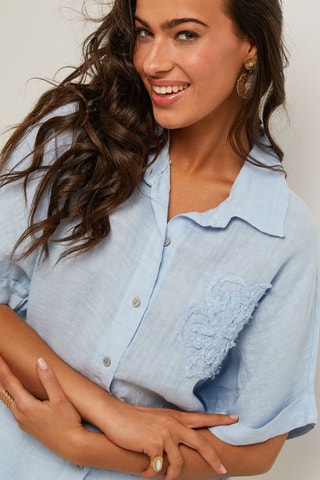 Camicia - 100% lino - Blu