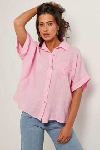 Camicia - 100% lino - Rosa